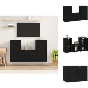 vidaXL TV-meubelset - zwart - 1x 57x34.5x40 cm + 2x 40x34.5x80 cm - Praktisch en trendy design - Kast