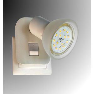 Trango LED-stekkerlamp 11-046 *CALI* in wit mat met glazen kap Stekkerlamp incl. 1x GU10 LED-lamp 3000K warm wit & tuimelschakelaar Leeslamp, keukenlamp, fittinglamp, wandlamp