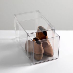 handige schoenendozen met lade – kunststoffen opbergdoos voor schoenen – handige lade doos voor schoenen – set van 2 – transparant