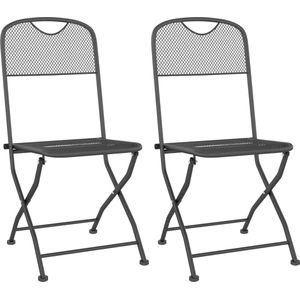 vidaXL Tuinstoelen - Inklapbaar - 2 stuks - Metaalgaas - Antraciet Tuinstoel - Inklapbare Tuinstoel - Buitentools - Tuinset - Lounge Set