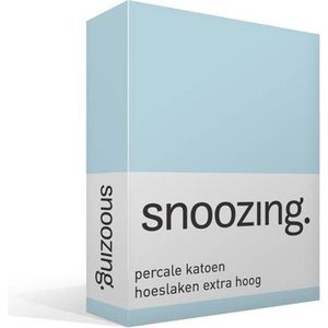 Snoozing - Hoeslaken - Extra hoog - Lits-jumeaux - 160x200 cm - Percale katoen - Hemel