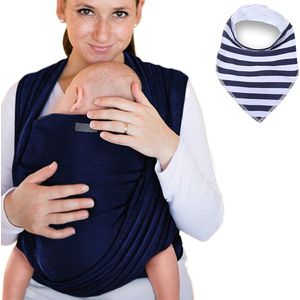 100% Katoenen Baby Wrap Carrier Babydraagdoeken – Babydrager - Ring Sling - Babydraagdoek Pasgeborenen - Elastische Draagdoek - Cadeau - Size Fits all geel – marine bBauw