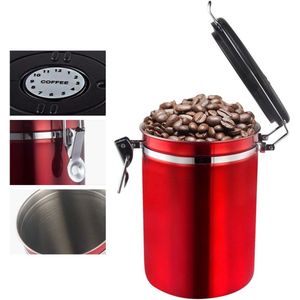 theeblik koffieblik roestvrij staal luchtdicht voedsel blik koffie container aroma sluiting container container voor koffie thee cacao koffiebonen koffiepoeder noten (rood L)