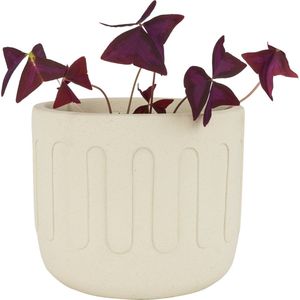 QUVIO Bloempot met druppels - Voor binnen en buiten - Plantenpot - Plantenhouder - Plantenbak - Tuinieren - Balkonbak - Plantenaccessoires - Beton - Rond - Diameter 18 cm - Beige