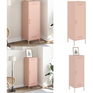 vidaXL Hoge kast 36x39x113 cm staal roze - Hoge Kast - Hoge Kasten - Hoog Dressoir - Hoge Kast Woonkamer