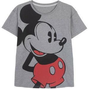 Dames-T-Shirt met Korte Mouwen Mickey Mouse Grijs Donker grijs - M