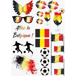 (Auto)Raamsticker WK voetbal A4 Allez la Belgique - Versiering België - de rode duivels - the red devils belgium - WK voetbal - Raamdecoratie voetbal - zwart geel rood - voetbalsupporter - raamsticker België - 2022 - stickers