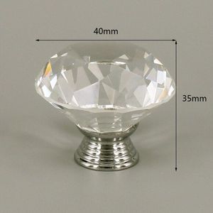 3 Stuks Meubelknop Kristal - Zilver & Transparant- 4*3.5 cm - Meubel Handgreep - Knop voor Kledingkast, Deur, Lade, Keukenkast