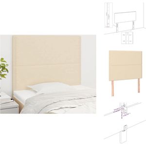 vidaXL Hoofdbord - Gestoffeerd - Crème - 90 x 5 x 118/128 cm - Stabiliteit en comfort - Bedonderdeel