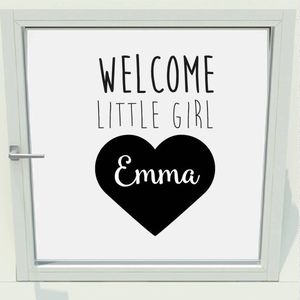 Geboorte Sticker Welcome Little Girl Met Naam - Rood - 60 x 91 cm - raam en deurstickers - raamsticker geboorte alle