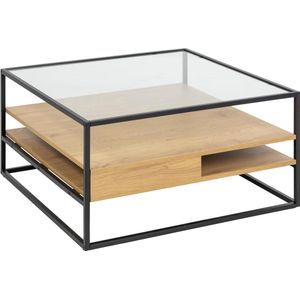 Sohome Salontafel Demitris - Eiken en glas - 80 x 80cm