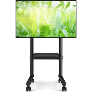 Hoogteverstelbare mobiele tv-standaard op wielen voor 32-70 inch schermen, tot 50 kg met plank