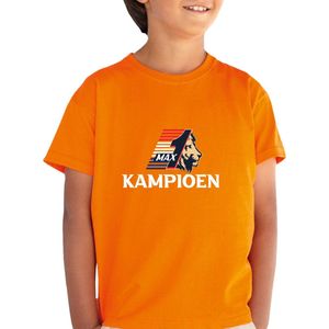 Max Kampioen Kinder T-shirt - Oranje - Formule 1 Grand Prix Zandvoort - Kinder shirt met tekst- Kinder T-Shirt - F1 - Maat 86/92 - T-Shirt leeftijd 1 tot 2 jaar - Grappige teksten - Cadeau - Shirt cadeau - Verstappen Shirt- verjaardag -