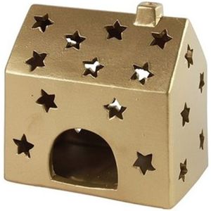 Theelicht huis Jule S goud-L9,5B13,5H14CM