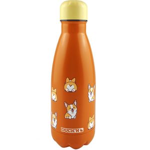 RVS thermosfles - Graniet tintje - Hond - Oranje - 350 ml - waterfles - drinkfles - sport
