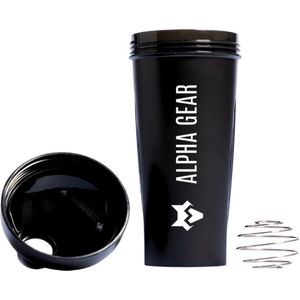 Alpha Gear Shakebeker & Proteine Shaker - Fitness Shakebekers - Shaker Vrij van BPA - 700 ml - Incl E-book - Mengbal - Blenderbal - Bidon - Drinkfles - Zwart - 700ml
