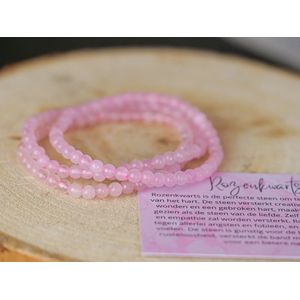 Rozenkwarts Armband met kralen, 4mm, edelstenen - Perfect cadeau voor vrouwen- Inclusief uitleg - Spiritueel - Rosequartz - Liefde - Connectie - Trauma - Healing - Gebroken Hart - Verlies - Verdriet - 100% NATUURLIJK