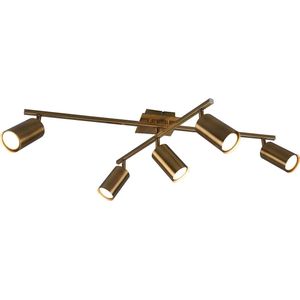 LED Plafondspot - Torna Monla - GU10 Fitting - 6-lichts - Rond - Antiek Koper - Aluminium
