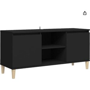 Elysium - Tv-meubel met houten poten - 103,5x35x50 cm - hoogglans zwart
