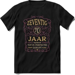 70 Jaar Legendarisch Gerijpt T-Shirt | Oud Roze - Ivoor | Grappig Verjaardag en Feest Cadeau Shirt | Dames - Heren - Unisex | Tshirt Kleding Kado | - Zwart - XXL
