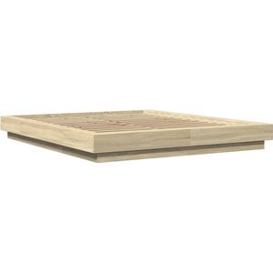 vidaXL - Bedframe - bewerkt - hout - sonoma - eikenkleurig - 150x200 - cm