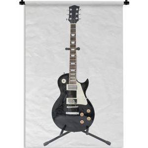 Wandkleed Elektrische gitaar - Een zwarte elektrische gitaar Wandkleed katoen 60x90 cm - Wandtapijt met foto