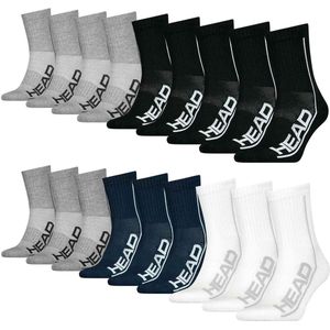 HEAD unisex performance 9P halfhoge sokken sport zwart & grijs