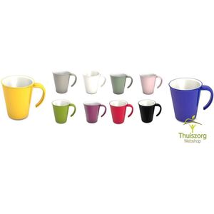 Beker met één groot open handvat : 350 ml - zwart/wit