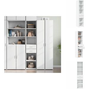 vidaXL Hoge Kast - Hoge Kasten - Hoog Dressoir - Hoge Kast Woonkamer - Hoge kast 40x42,5x185 cm bewerkt hout wit