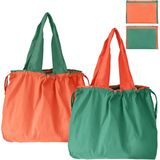 Boodschappentas, opvouwbaar, groot, herbruikbaar, wasbaar, boodschappentas, draagtas met trekkoord en handvat, draagbare boodschappentas voor winkelen en reizen, outdoor, camping