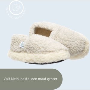 LuLu- Pantoffels Dames - Sloffen - Grijs Wit - 100% Schapenwol - Antislip zool - Maat 42