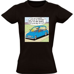 Gezellige auto Dames T-shirt - honden - wind - hond - vakantie - grappig