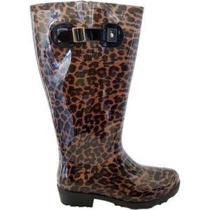 Regenlaars Wide Wellies Leopard Bruin Kuitmaat XXL-Schoenmaat 40