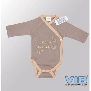 VIB® - Rompertje Luxe Katoen - Klein Wondertje (Bruin) - Babykleertjes - Baby cadeau
