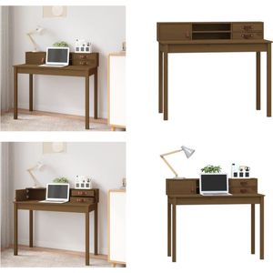 vidaXL Bureau 110x50x93 cm massief grenenhout honingbruin - Bureau - Bureaus - Houten Bureau - Schrijftafel