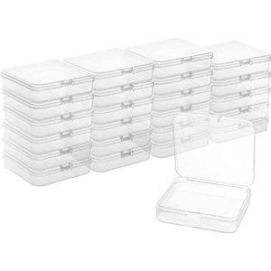 Kleine opbergdozen van helder kunststof met klapdeksel (24 stuks) 7,2 x 6,3 x 1,7 cm - mini-opbergdoos voor pillen, kralen, sieraden, knutselartikelen en kleine onderdelen opbergdoos