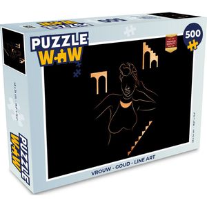 Puzzel Vrouw - Goud - Line art - Legpuzzel - Puzzel 500 stukjes
