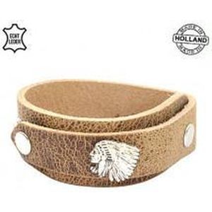 Lederen heren overlap armband Indian Dallas natural