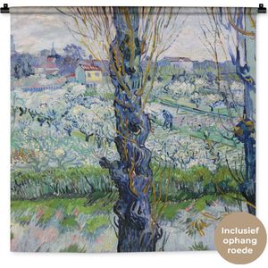 Wandkleed - Wanddoek - Zicht op Arles - Vincent van Gogh - 90x90 cm - Wandtapijt