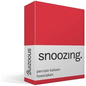 Snoozing - Hoeslaken  - Tweepersoons - 140x200 cm - Percale katoen - Rood