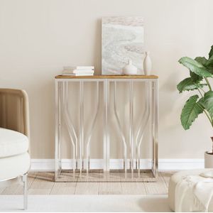 vidaXL Wandtafel - Roestvrij staal & gerecycled hout Wandtafel - Wandtafels - Banktafel - Haltafel