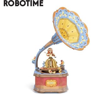 Robotime - Muziekdoos - DIY - 3D - Vintage Gramophone -Houten Modelbouw