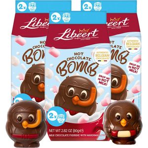 Libeert Cocoa Bombs met marshmallows - 2 chocoladefiguren per doos - warme chocolademelk - 80g x 3