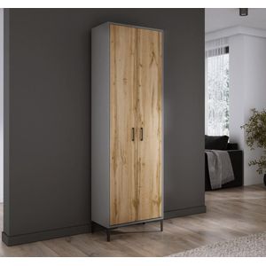 Meubel Square - Halkast NOX - Antraciet / Eiken - 192x60x35cm - Halmeubel - Kledingkast - Schoenenkast