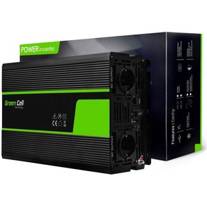 GREEN CELL 24V| Omvormer 24V Naar 220V/230V 1500W(continu) Gemodificeerde Sinusgolf