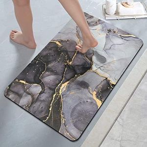 Antislip badmat: afmetingen: 45 x 75 cm,Marmer - Zwart Goud