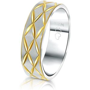 Lucardi Heren Vriendschapsring Capri - Ring - Cadeau - Vaderdag - Staal - Zilver- en Goudkleurig