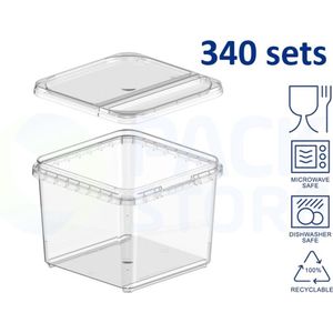 20 x plastic bakjes met deksel - 360 ml - vershoudbakjes - meal prep bakjes - vierkant - 8.8 x 8.8 cm - transparant - geschikt voor diepvries, magnetron en vaatwasser - direct van de  Nederlandse producent
