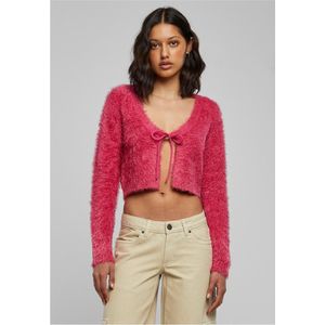 Urban Classics - Tied Cropped Feather Cardigan - 4XL - Roze
