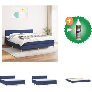 vidaXL Boxspring met matras stof blauw 180x200 cm - Bed - Inclusief Reiniger